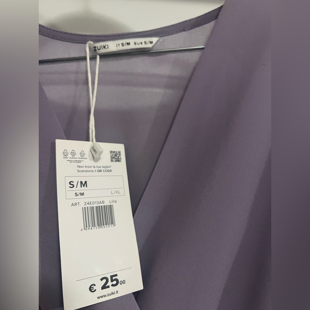 NWT Zuiki Italian Lilac Pleated Midi Dress | S/M | Elegant V-Neck Fit & Flare - Picture 7 of 8